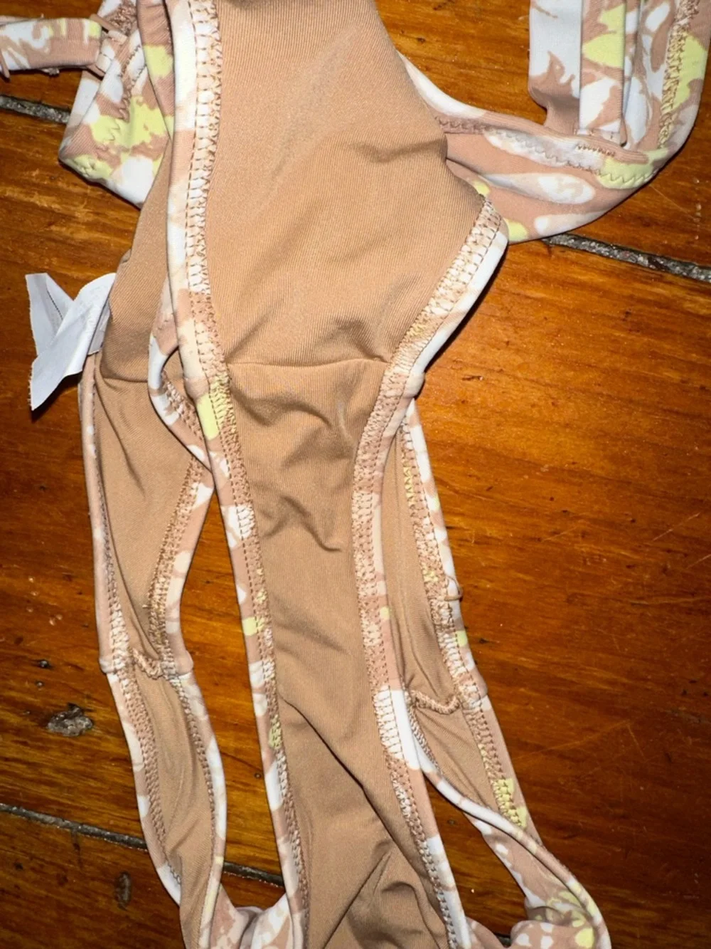 aerie Floral One-Piece Swimsuit in Beige, White & Yellow - Picture 3 of 3